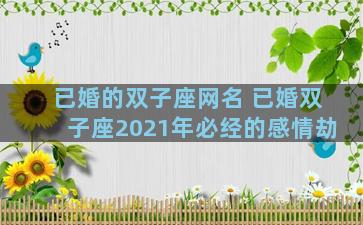 已婚的双子座网名 已婚双子座2021年必经的感情劫